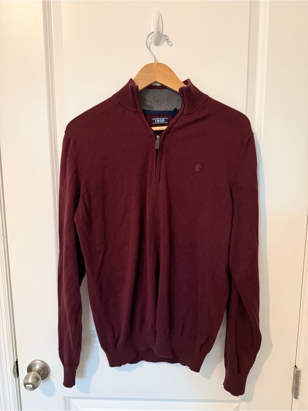 Men’s Burgundy Quarter Zip Sweater M Thanksgiving Holiday Christmas
